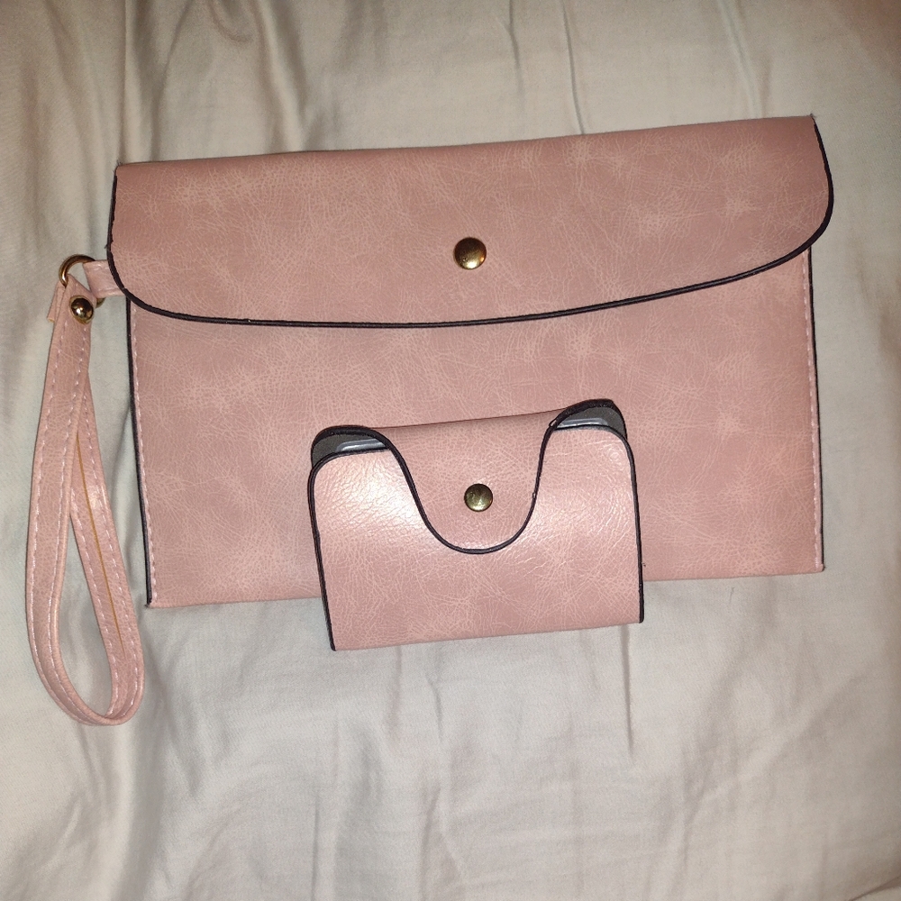 Pink Clutch and Card Holder Set.